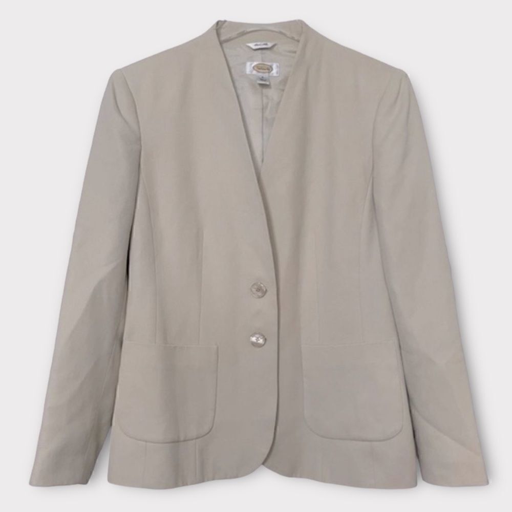 Talbots Silk Single Breasted Fitted Blazer Tan Neutral Size 4